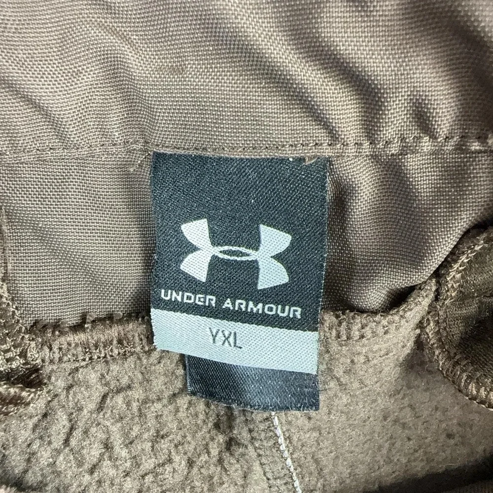 Under Armour Camo Pants Boys XL Brown Fleece Lined Thermal Cargo Hunting YXL